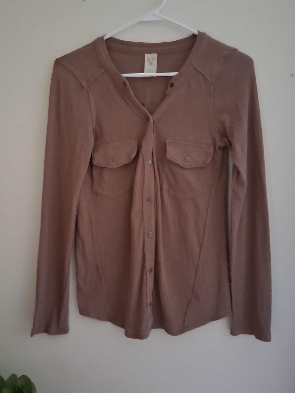 We The Free Mauve Taupe Snap-Front Button Down Shirt